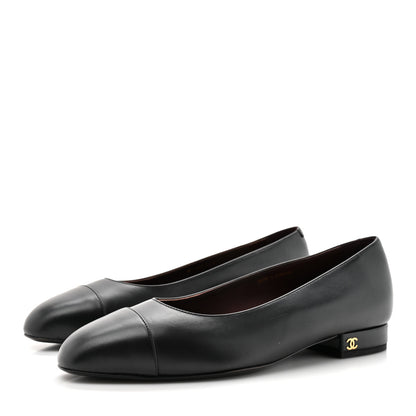 Chanel Lambskin Cap Toe CC Uniform Ballerina Flats 37.5 Black 4 of 10