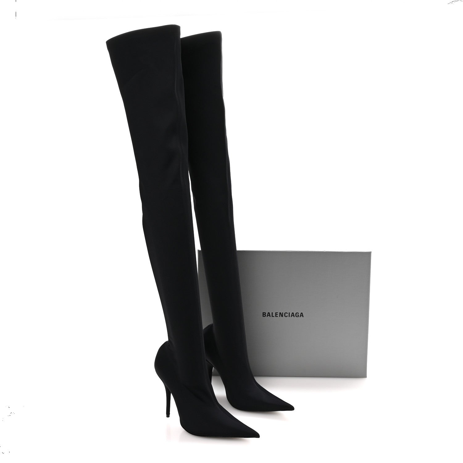 Balenciaga Spandex Pointed Toe Knife 110MM Thigh High Boots 38 Black 8 of 8