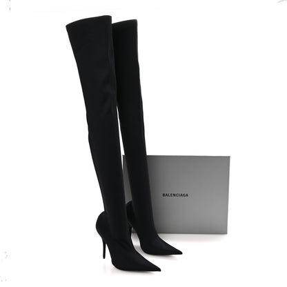Balenciaga Spandex Pointed Toe Knife 110MM Thigh High Boots 38 Black 8 of 8