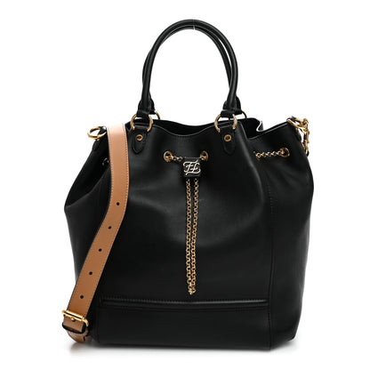 Fendi Vitello Grace King Karligraphy Chain Bucket Bag Black Bisquit 1 of 12