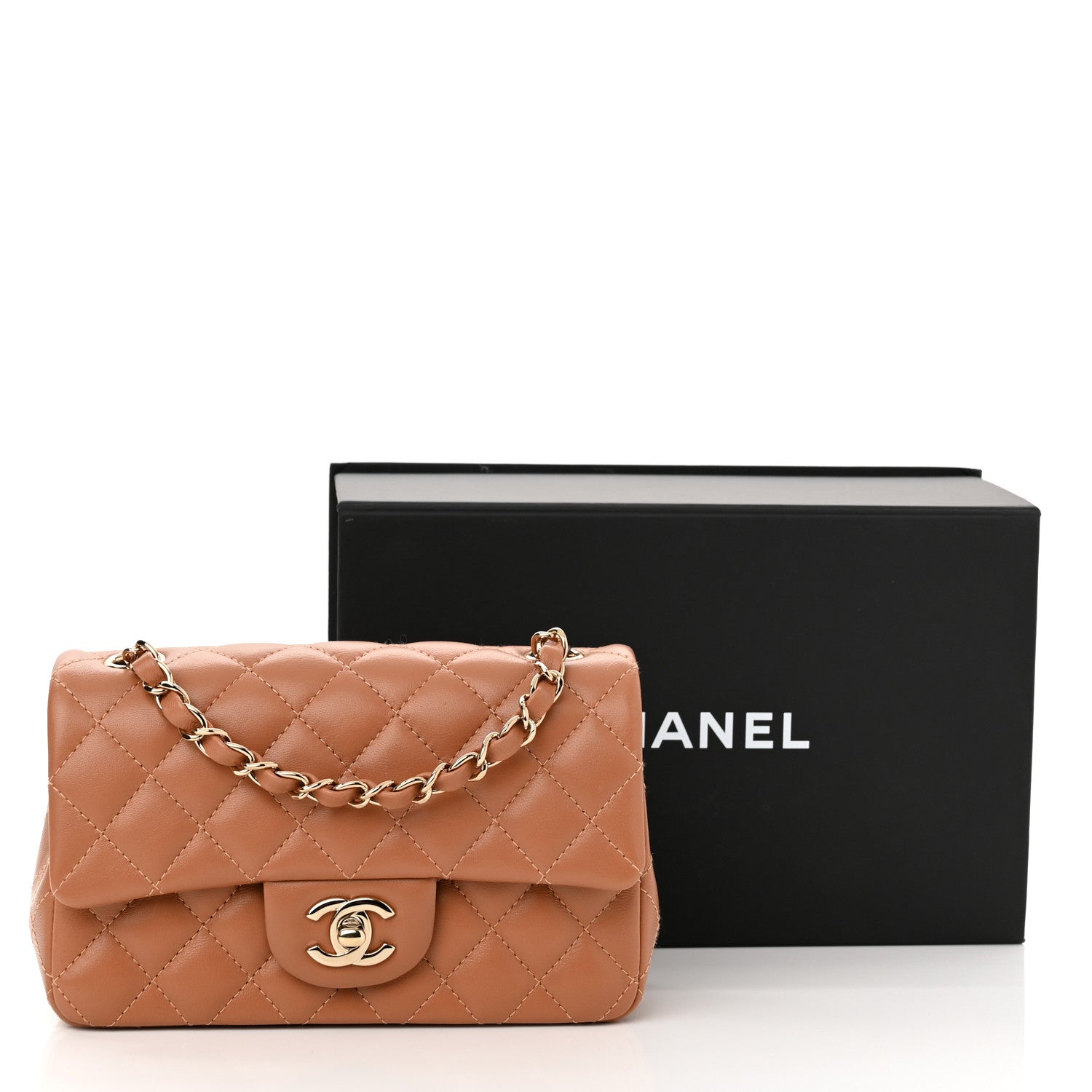 Chanel Lambskin Quilted Mini Rectangular Flap Brown 11 of 11