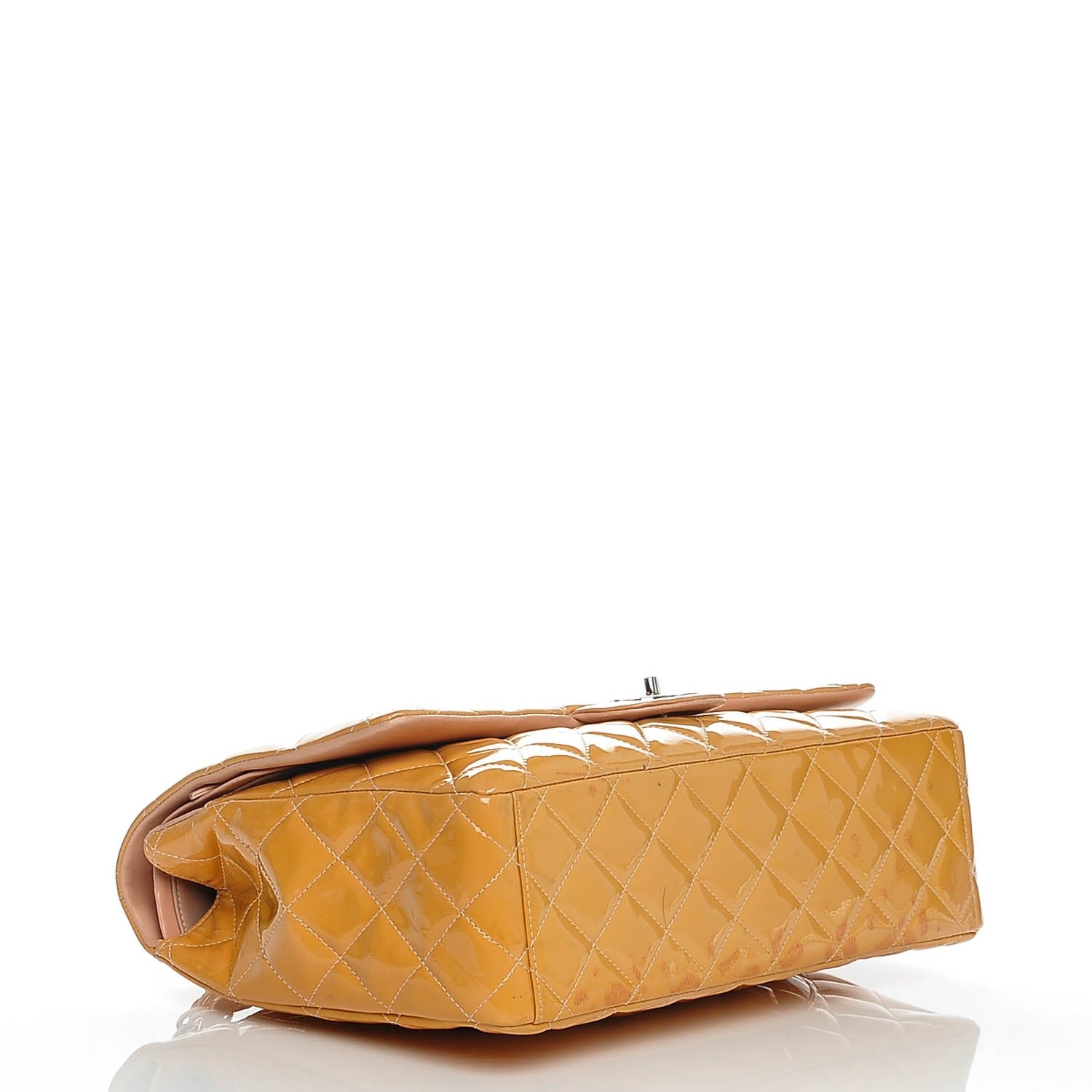 Chanel Patent Maxi Quilted Double Flap Light Orange 16 of 24
