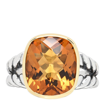 David Yurman Sterling Silver 18K Yellow Gold Citrine 14mm Noblesse Ring 54 7 1 of 5