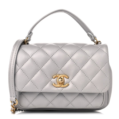 Chanel Calfskin Quilted Top Handle Flap Light Grey 1 of 12