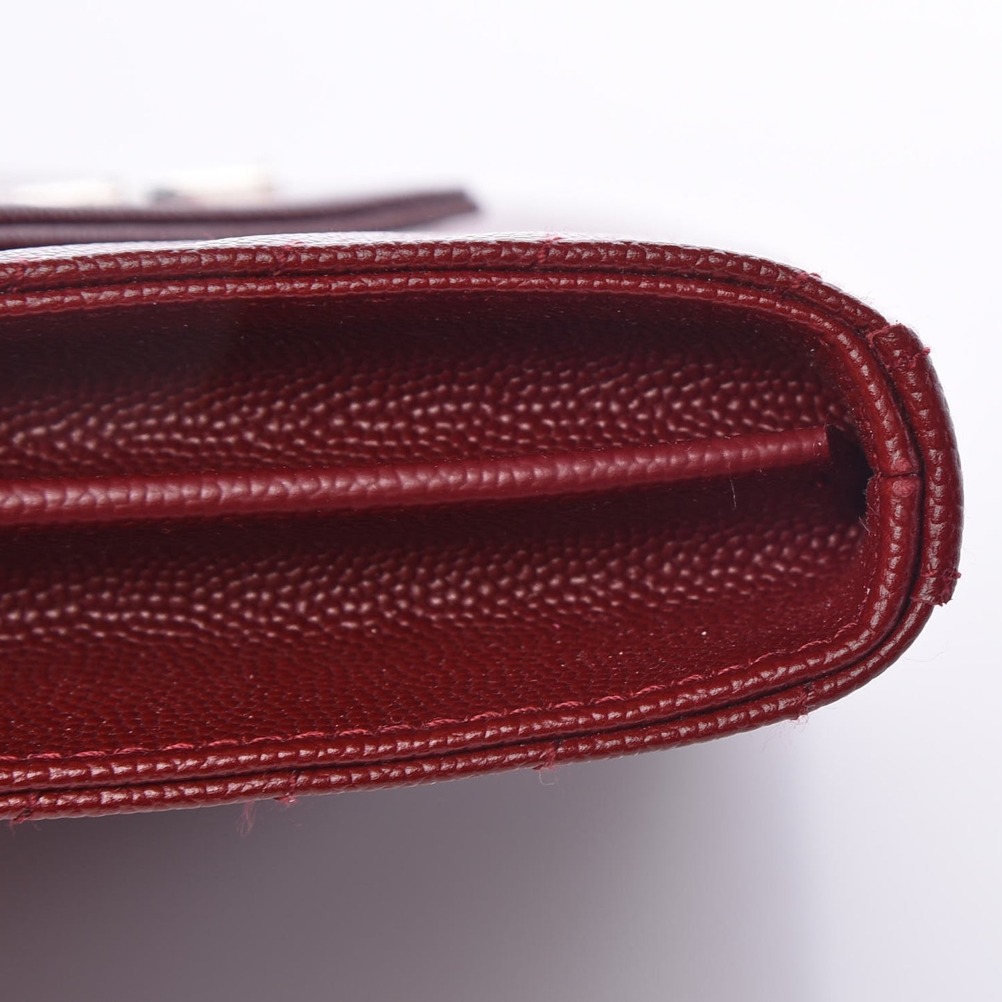 Grain De Poudre Matelasse Chevron Monogram Chain Wallet Palissandre