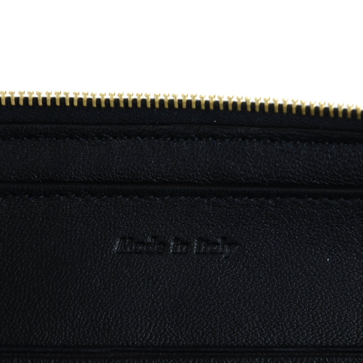 Cotton Canvas Lambskin Striped Solo Clutch Pouch Navy Blue