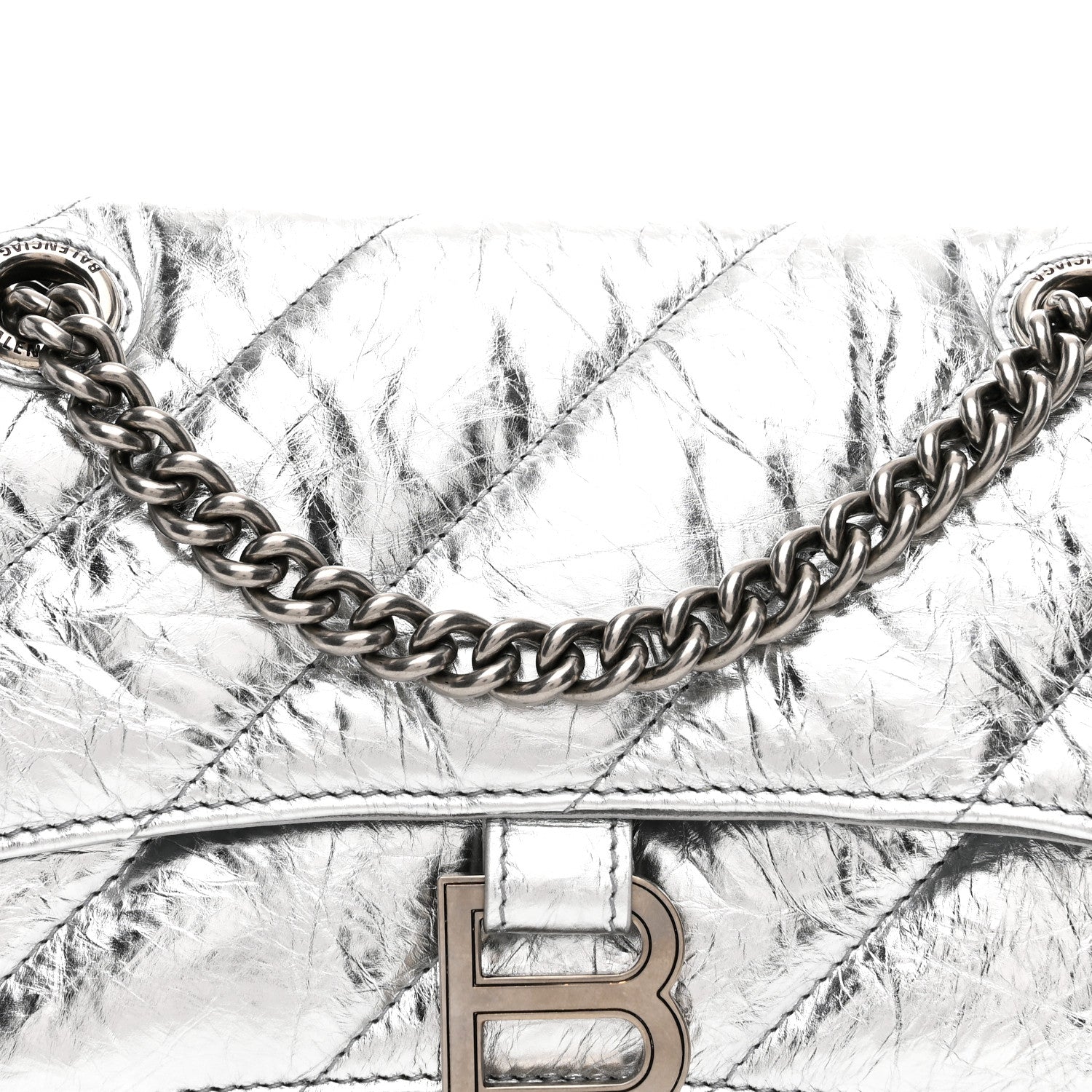 Balenciaga Crushed Calfskin Quilted Small Crush Chain Bag Silver 9 of 11