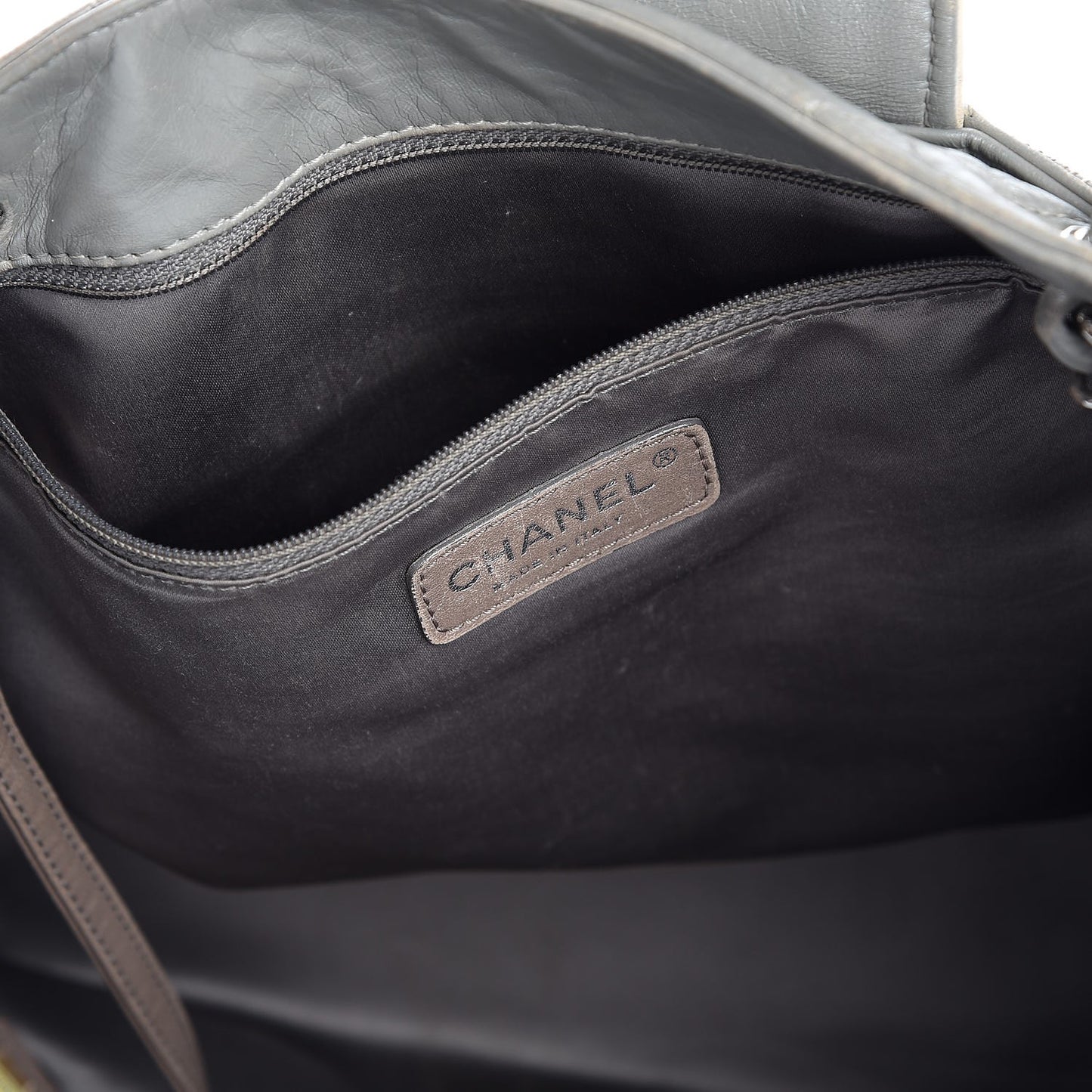 Glazed Lambskin Quilted Large North South Tote Grey