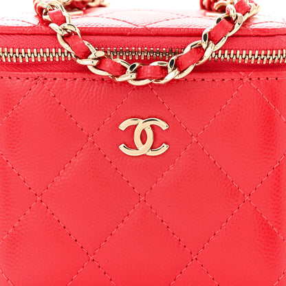 Chanel Caviar Quilted Mini Vanity Case With Chain Red 8 of 12