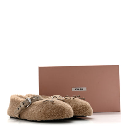 Miu Miu Shearling Mary Jane Ballerina Flats 40 Deserto 8 of 8