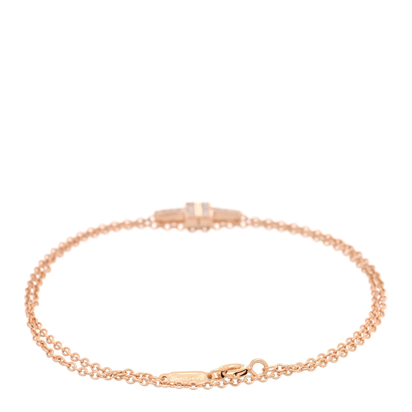 18K Rose Gold Diamond T Double Chain Bracelet