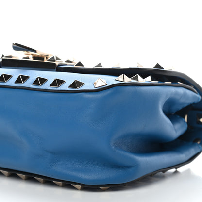 Valentino Garavani Vitello Mini Rockstud Flap Saddle Crossbody Bag Light Sapphire 8 of 10