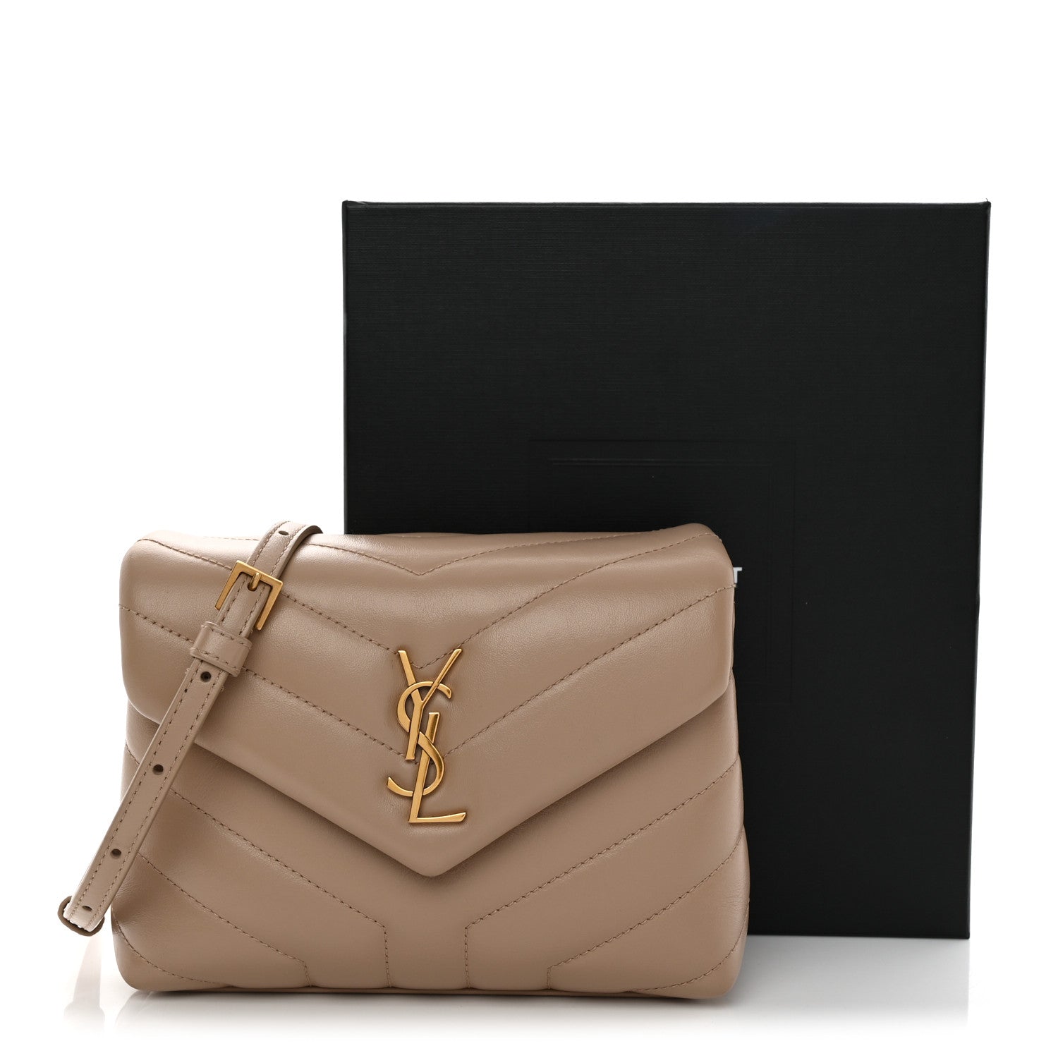 Saint Laurent Calfskin Y Quilted Monogram Toy Loulou Crossbody Bag Dark Beige 11 of 11