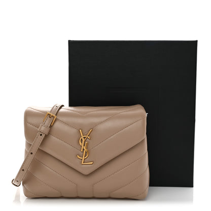 Saint Laurent Calfskin Y Quilted Monogram Toy Loulou Crossbody Bag Dark Beige 11 of 11