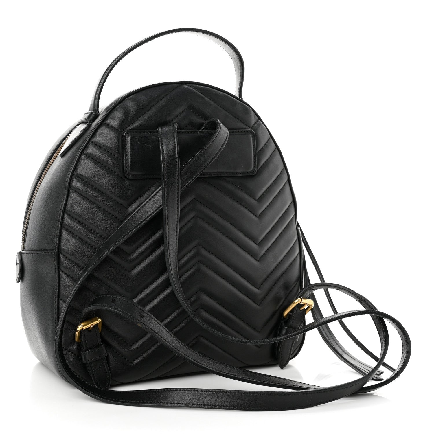 Gucci Calfskin Matelasse GG Marmont Dome Backpack Black 3 of 13