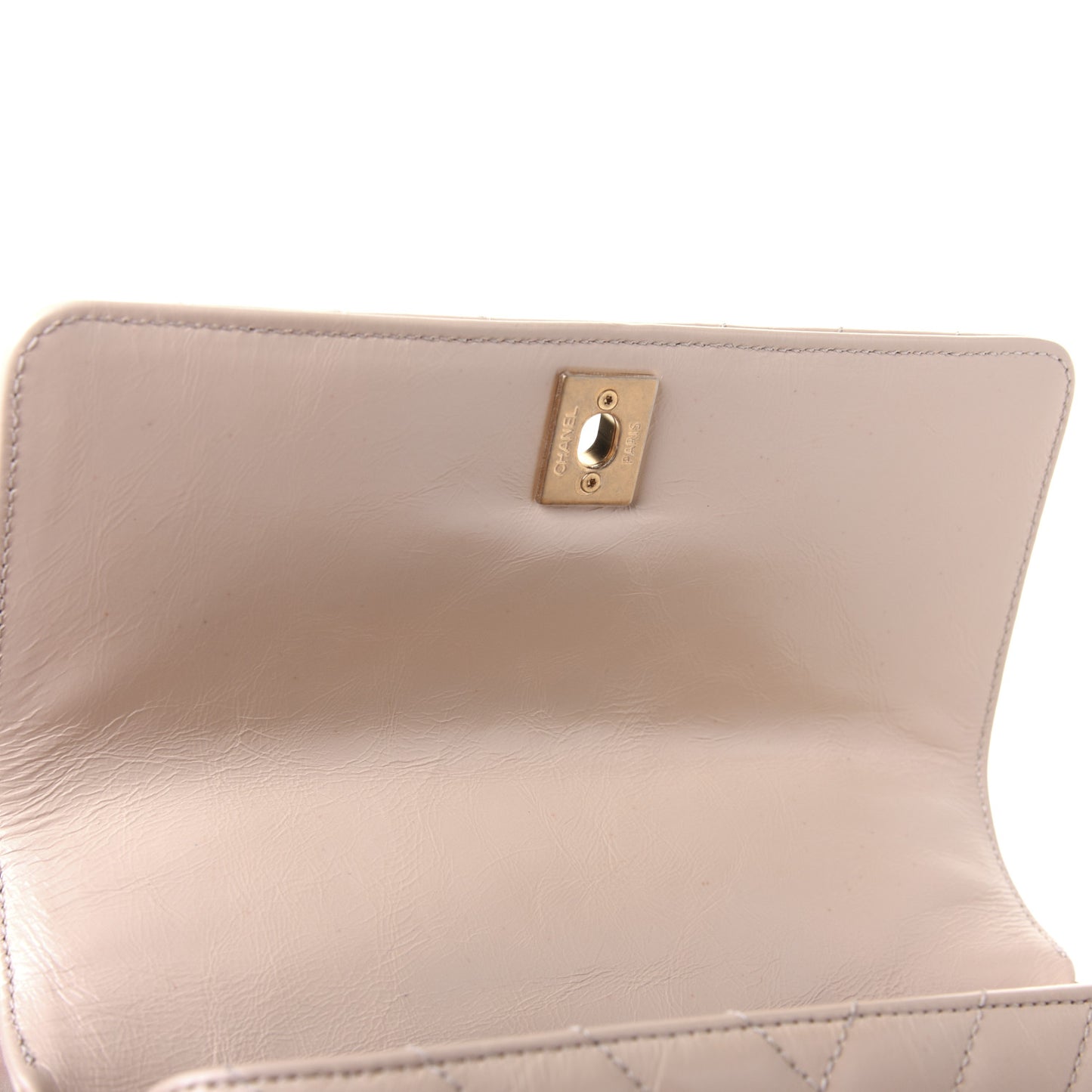 Calfskin Chevron Quilted Mini Coco Handle Flap Beige