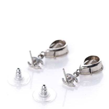 Chanel CC Crystal Teardrop Dangle Earrings Silver 3 of 4