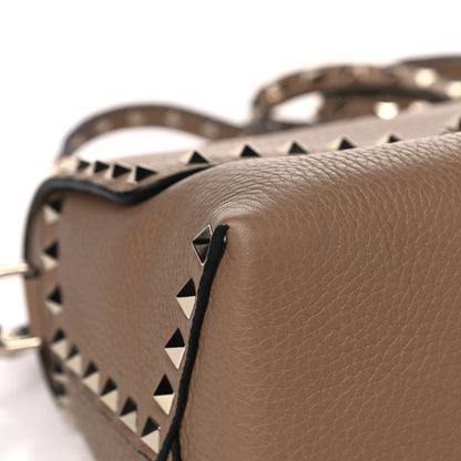 Valentino Garavani Grained Calfskin Rockstud Single Handle Flap Bag Beige 10 of 13