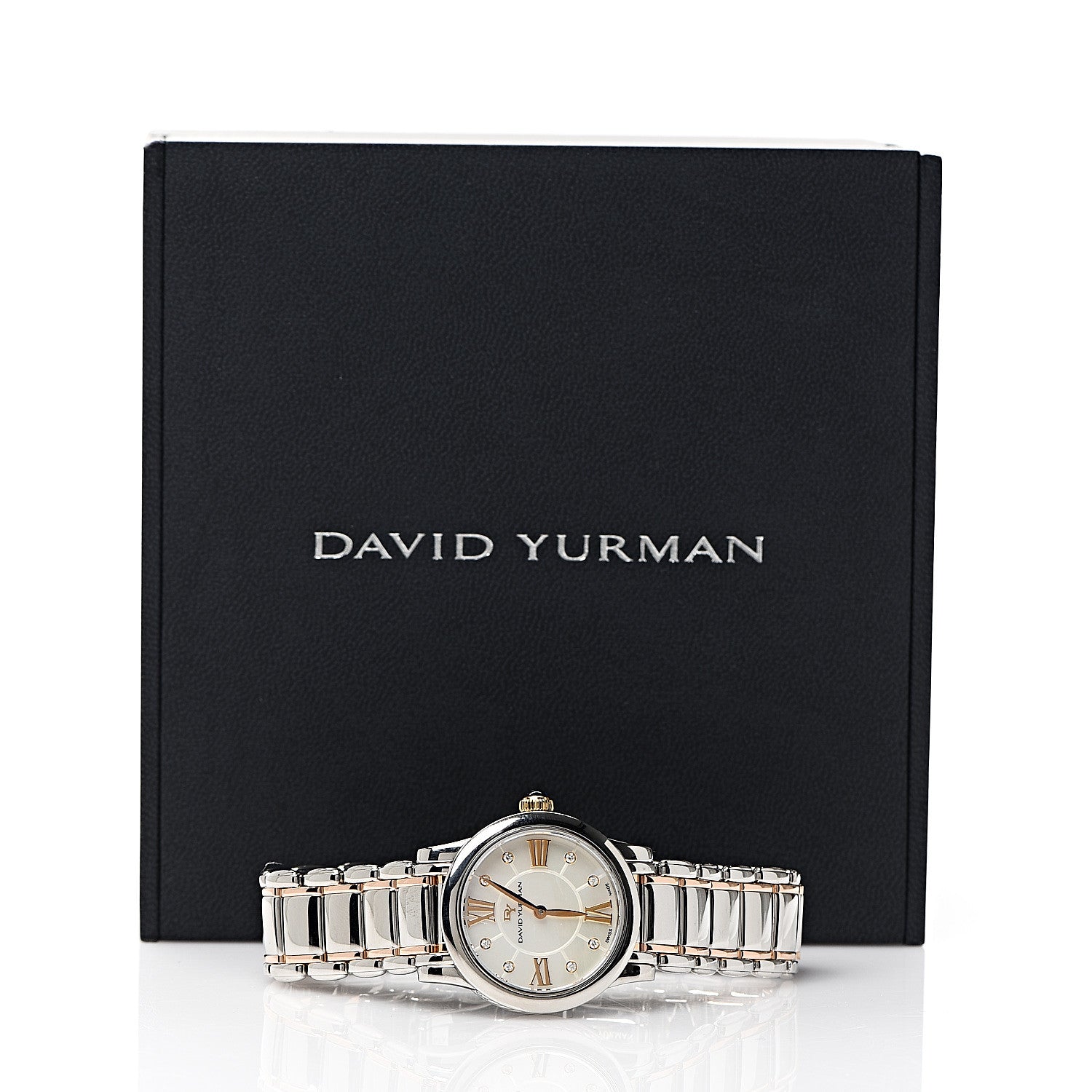 David Yurman Stainless Steel 18K Yellow Gold Diamond Mother of Pearl 30mm Classic Quartz Watch 6 of 6