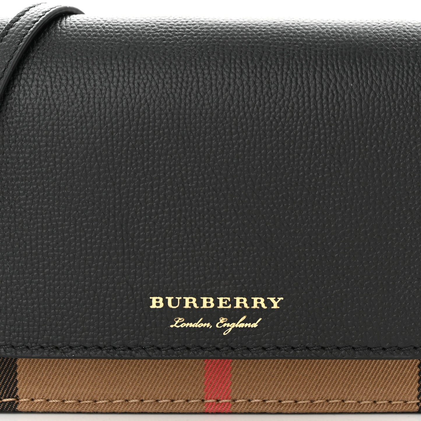 Derby Calfskin House Check Wallet On Chain Black