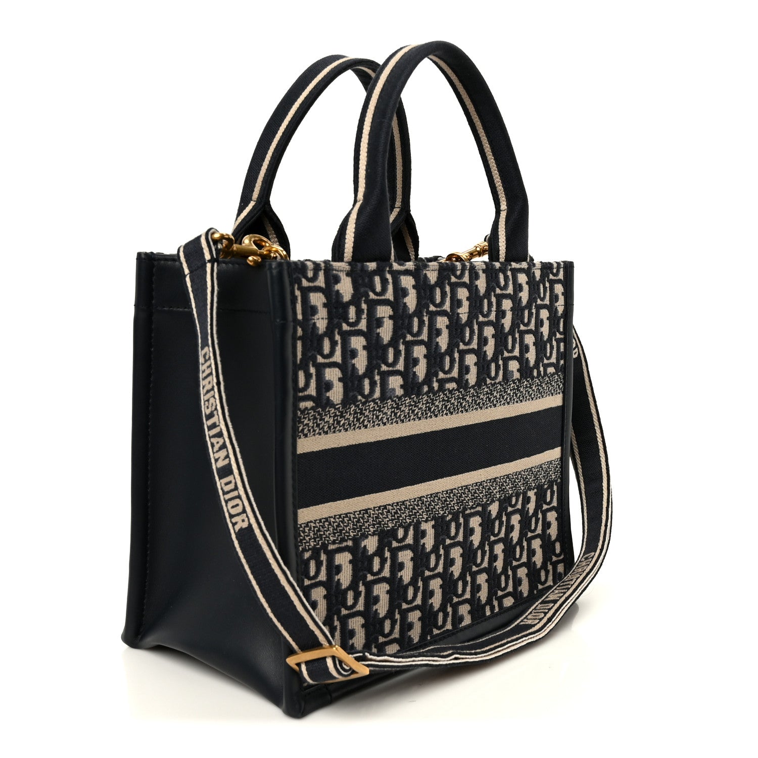 Christian Dior Oblique Calfskin Small Book Tote With Strap Blue Multicolor 3 of 10