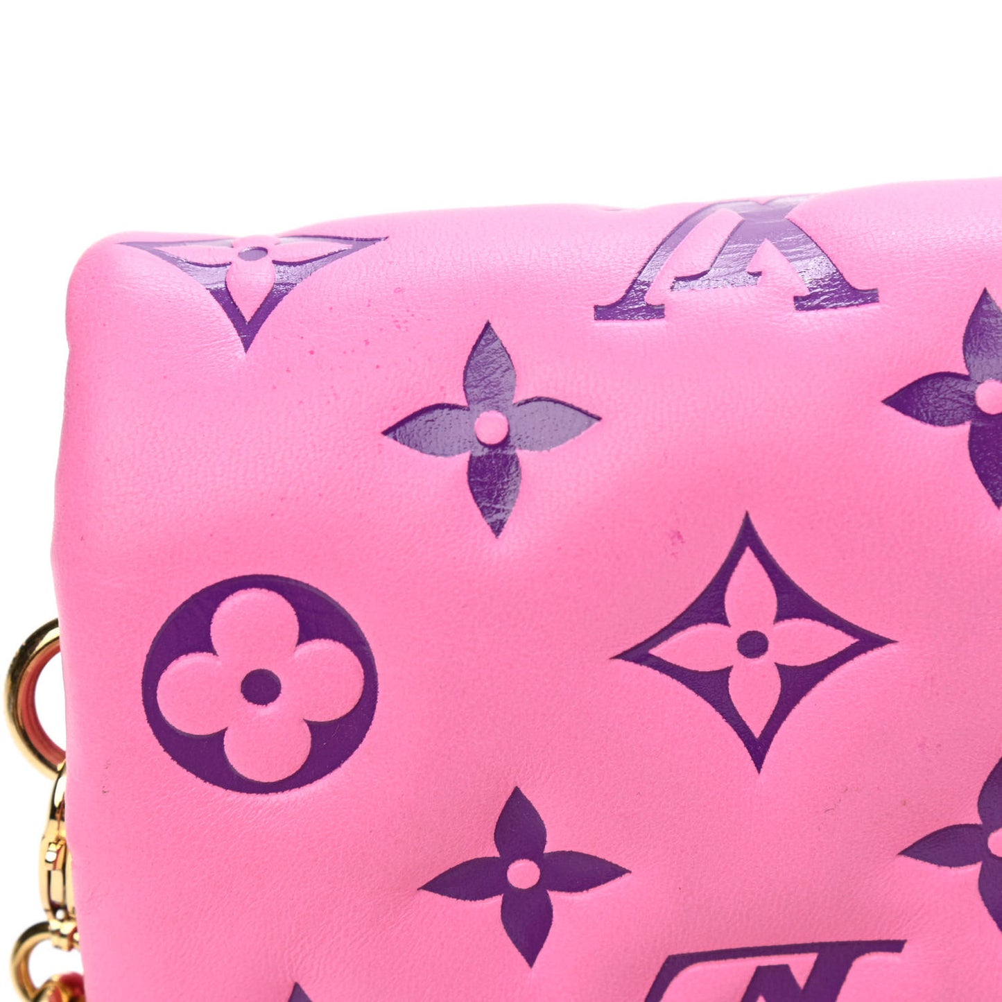 Lambskin Embossed Monogram Vuittamins Pochette Coussin Rose Violet