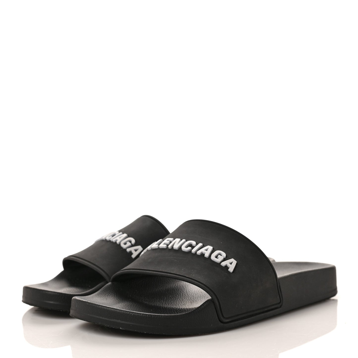 Rubber Womens Logo Pool Slide Sandals 39 Black White