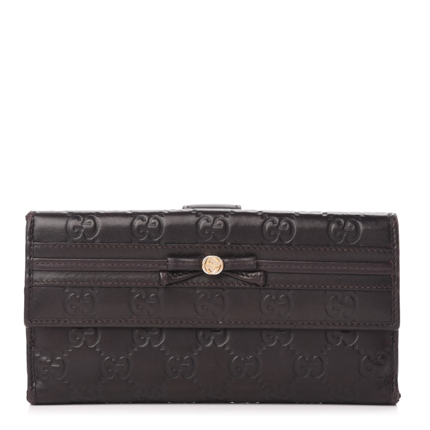 Gucci Guccissima Mayfair Continental Wallet Dark Brown 1 of 8