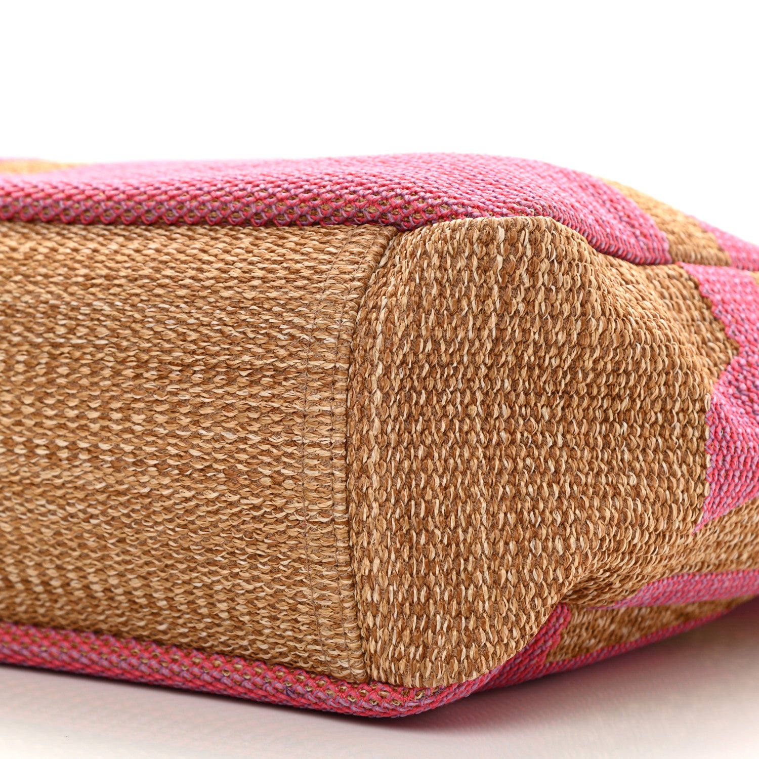 Chanel Woven Straw Raffia Logo Tote Pink Beige 12 of 12