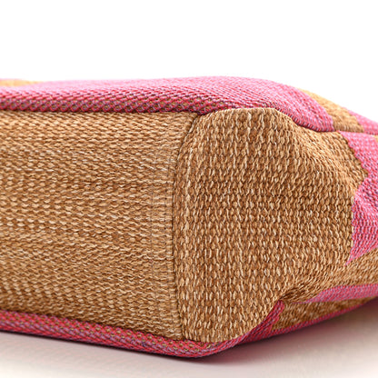 Chanel Woven Straw Raffia Logo Tote Pink Beige 12 of 12