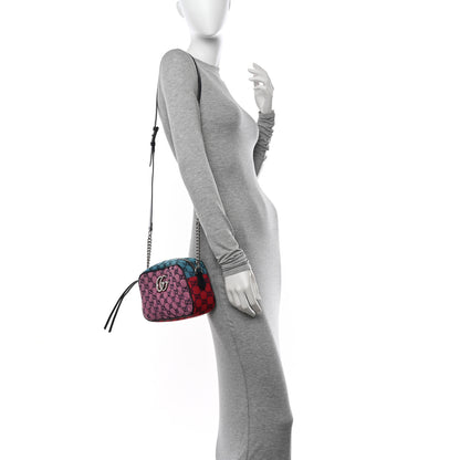 Gucci Monogram Multicolor Matelasse Diagonal Small GG Marmont Chain Shoulder Bag Pink Blue Green Red Light Blue 2 of 10