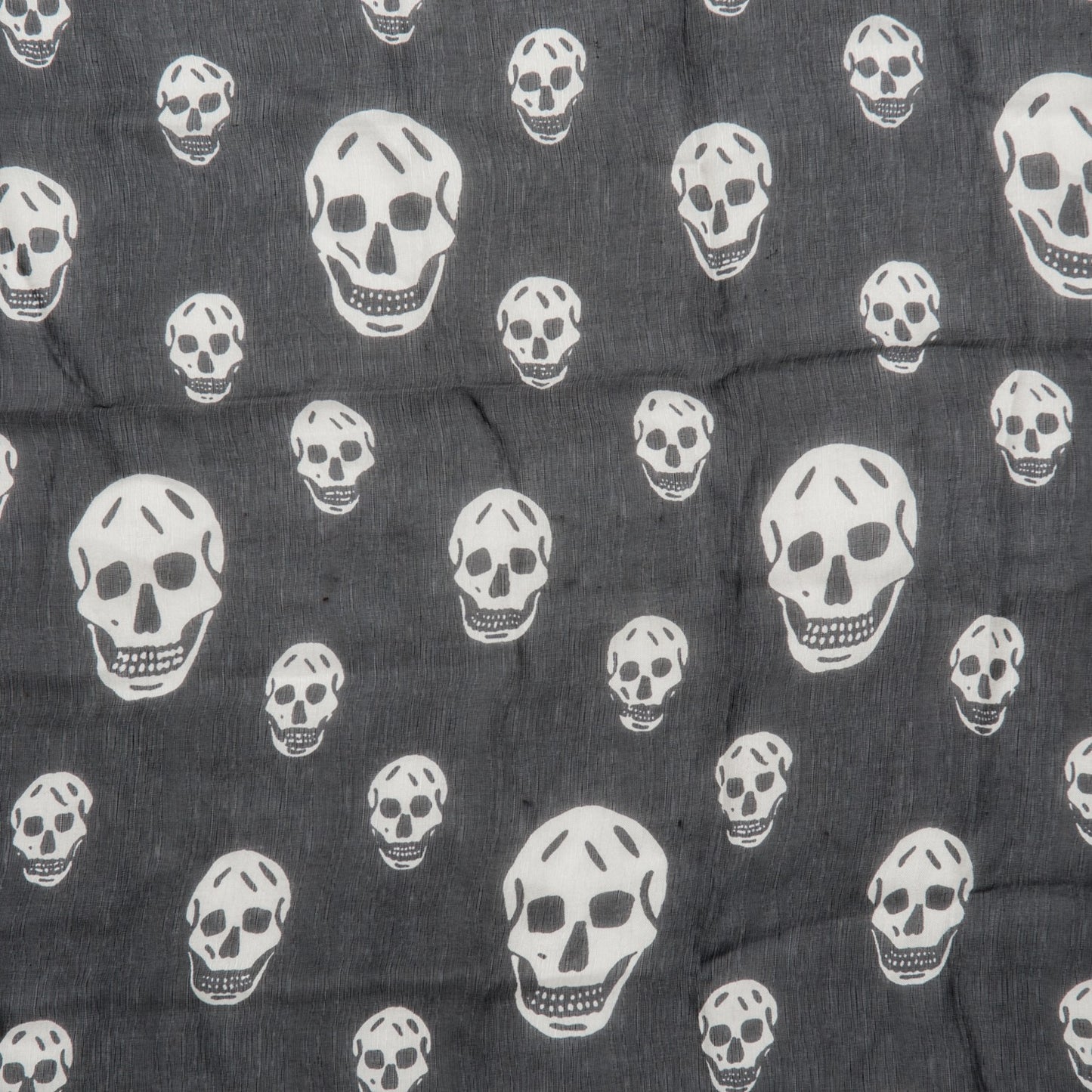Silk Chiffon Skull Scarf Black Ivory