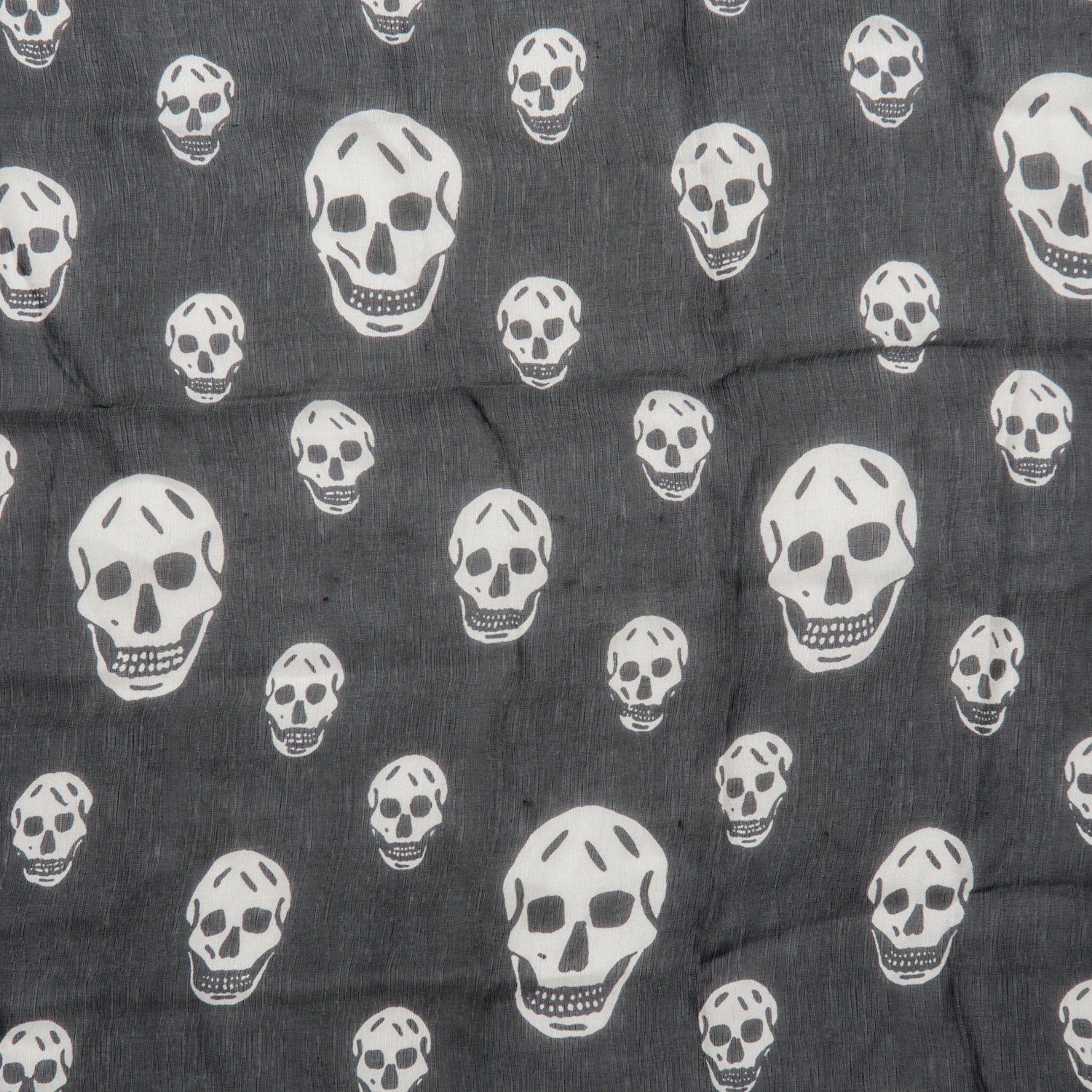 Alexander McQueen Silk Chiffon Skull Scarf Black Ivory 3 of 7