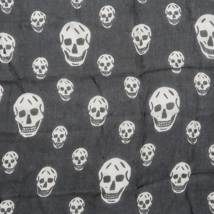Alexander McQueen Silk Chiffon Skull Scarf Black Ivory 3 of 7