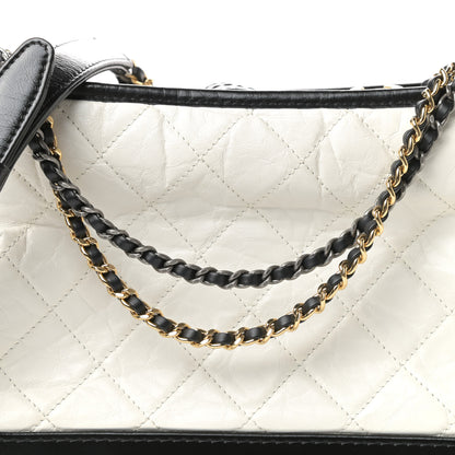 Chanel Aged Calfskin Quilted Medium Gabrielle Hobo Black White 10 of 11