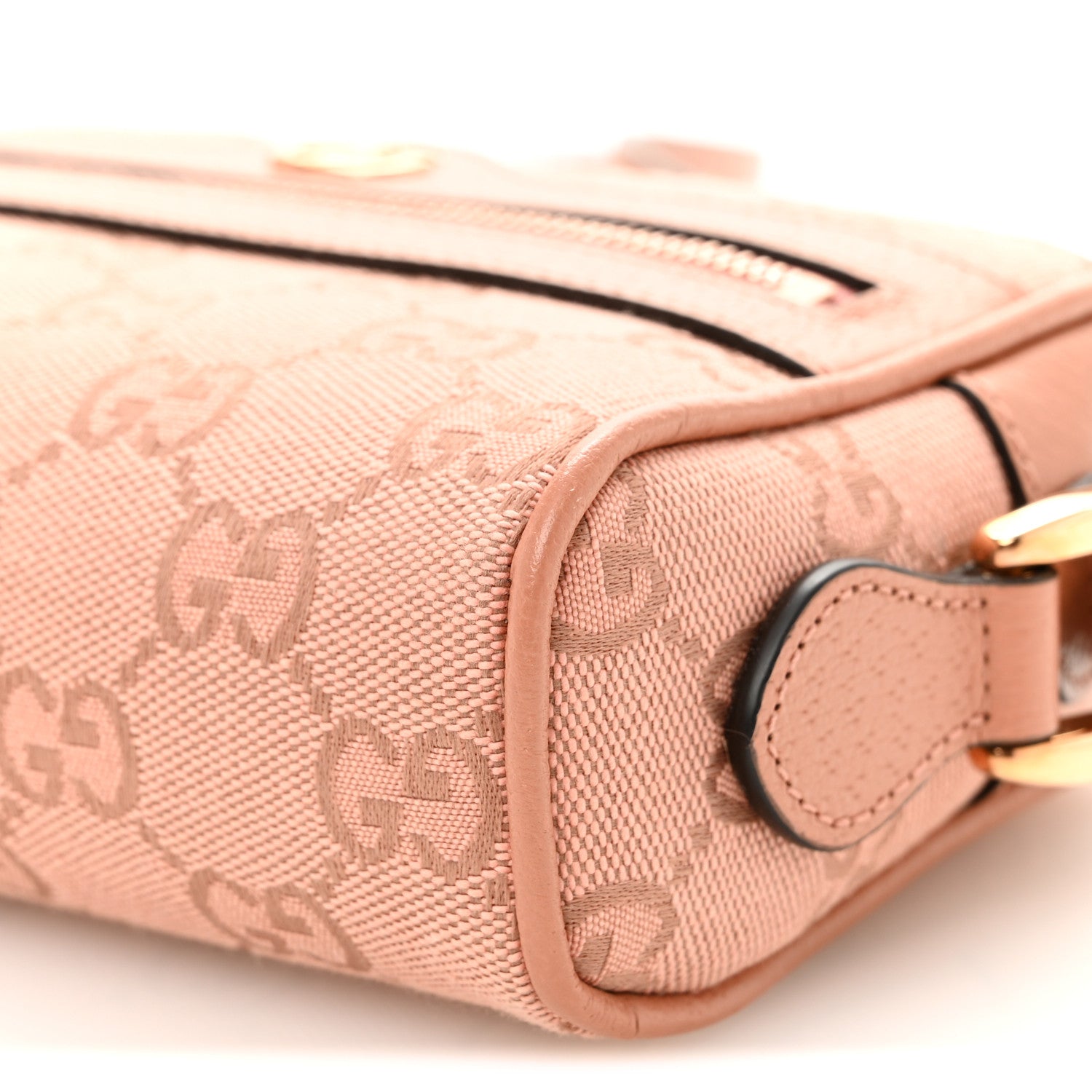 Gucci Monogram Textured Dollar Calfskin Mini Ophidia Shoulder Bag Cloche Rose Pink 10 of 11