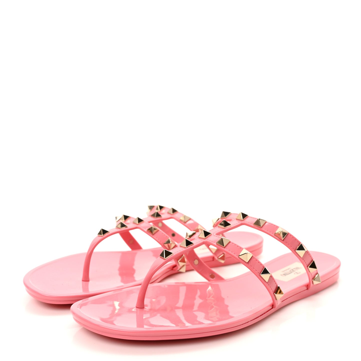 PVC Jelly Rockstud Caged Flat Thong Sandals 39 Dawn Pink