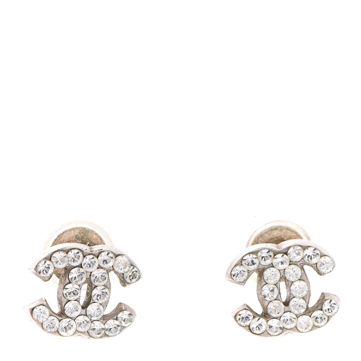 Chanel Crystal Mini Timeless CC Earrings Silver 1 of 5