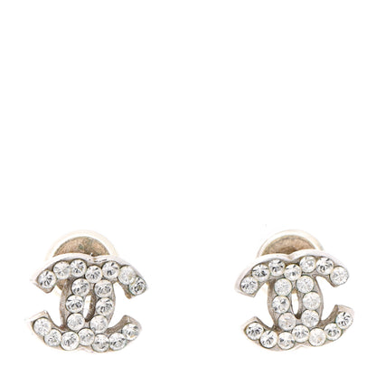 Chanel Crystal Mini Timeless CC Earrings Silver 1 of 5