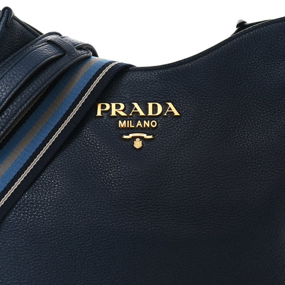 Prada Vitello Daino Soft Shoulder Bag Blue 6 of 8