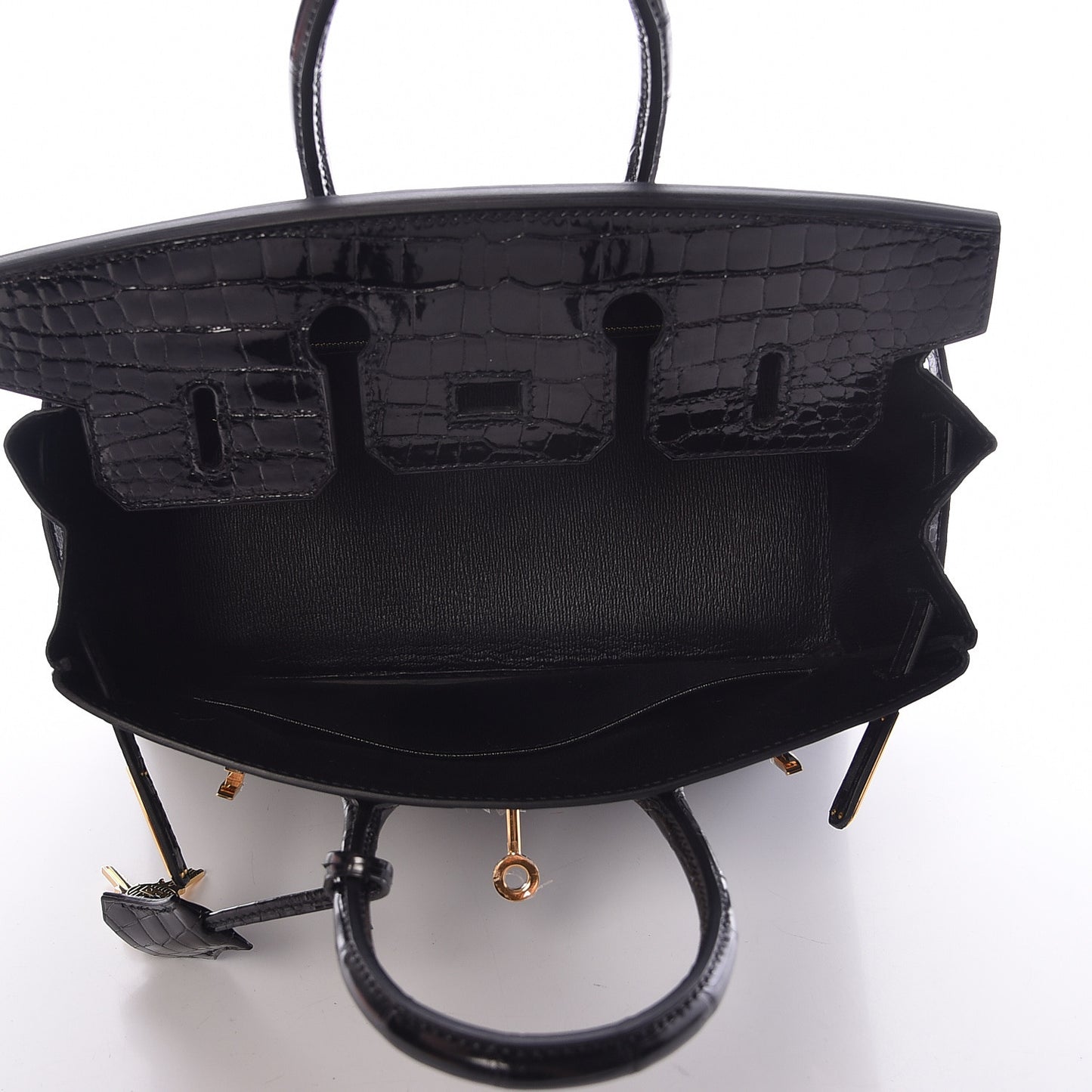 Shiny Porosus Crocodile Birkin 25 Black