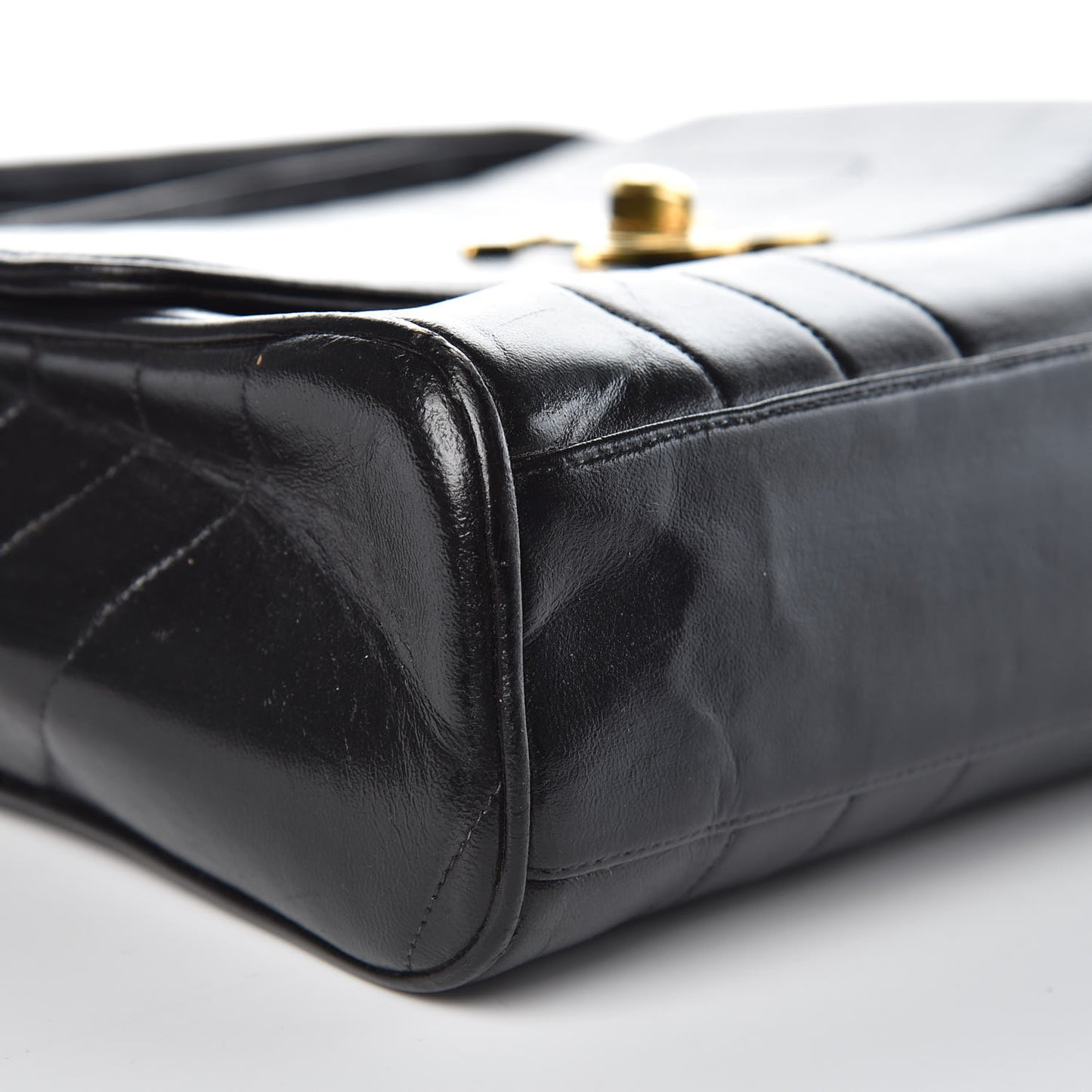 Lambskin Vertical Quilted CC Flap Shoulder Bag Black