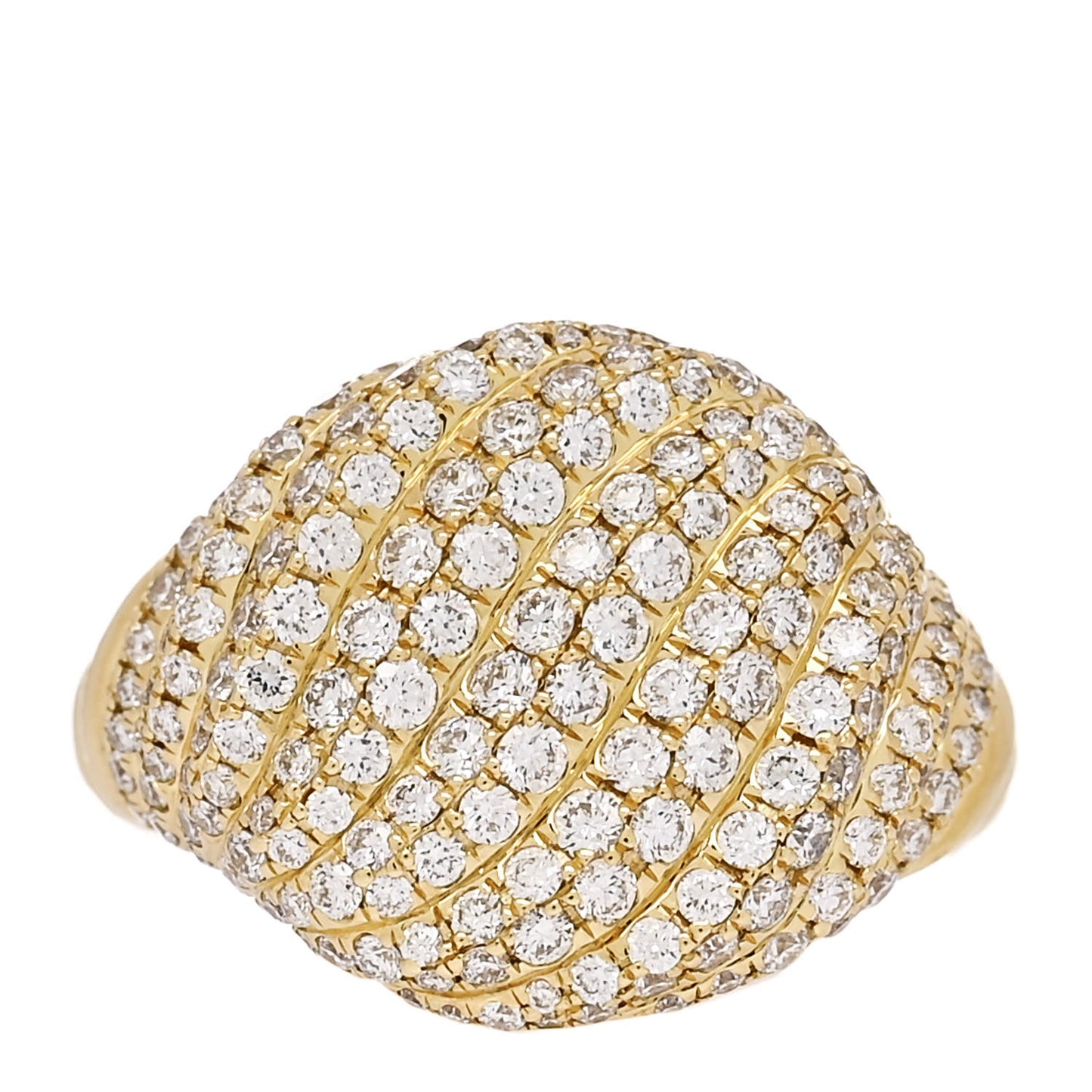 18K Yellow Gold Diamond Sculpted Cable Pinky Ring 44 3