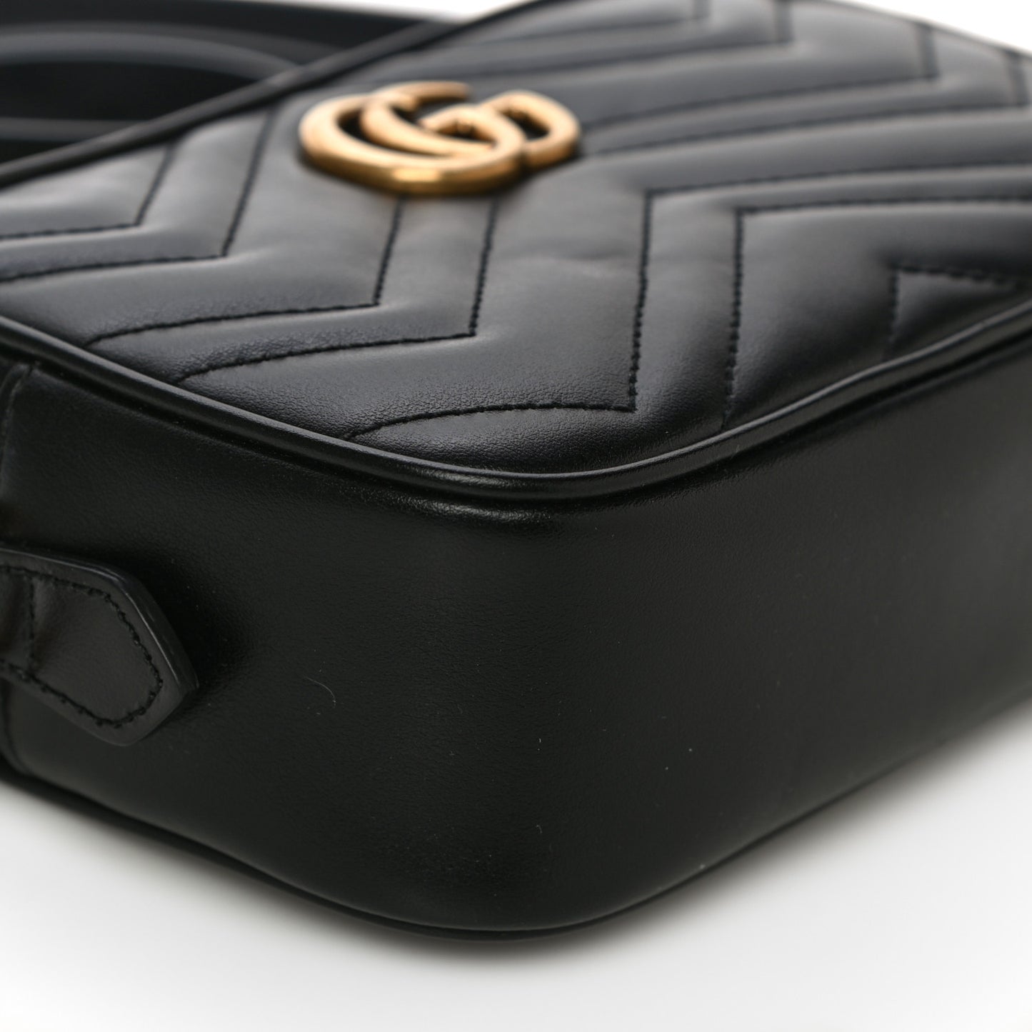 Calfskin Matelasse Mini GG Marmont Chain Shoulder Bag Black
