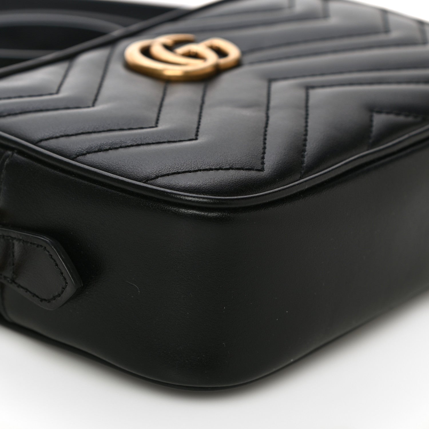 Gucci Calfskin Matelasse Mini GG Marmont Chain Shoulder Bag Black 10 of 11