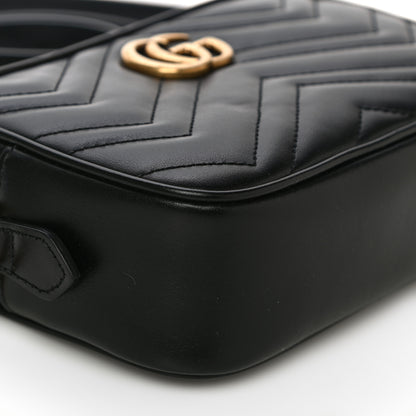 Gucci Calfskin Matelasse Mini GG Marmont Chain Shoulder Bag Black 10 of 11