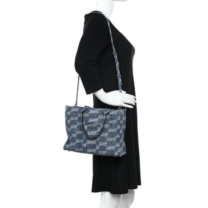 Balenciaga Bleached Denim BB Monogram Small Hardware Tote Blue 2 of 10