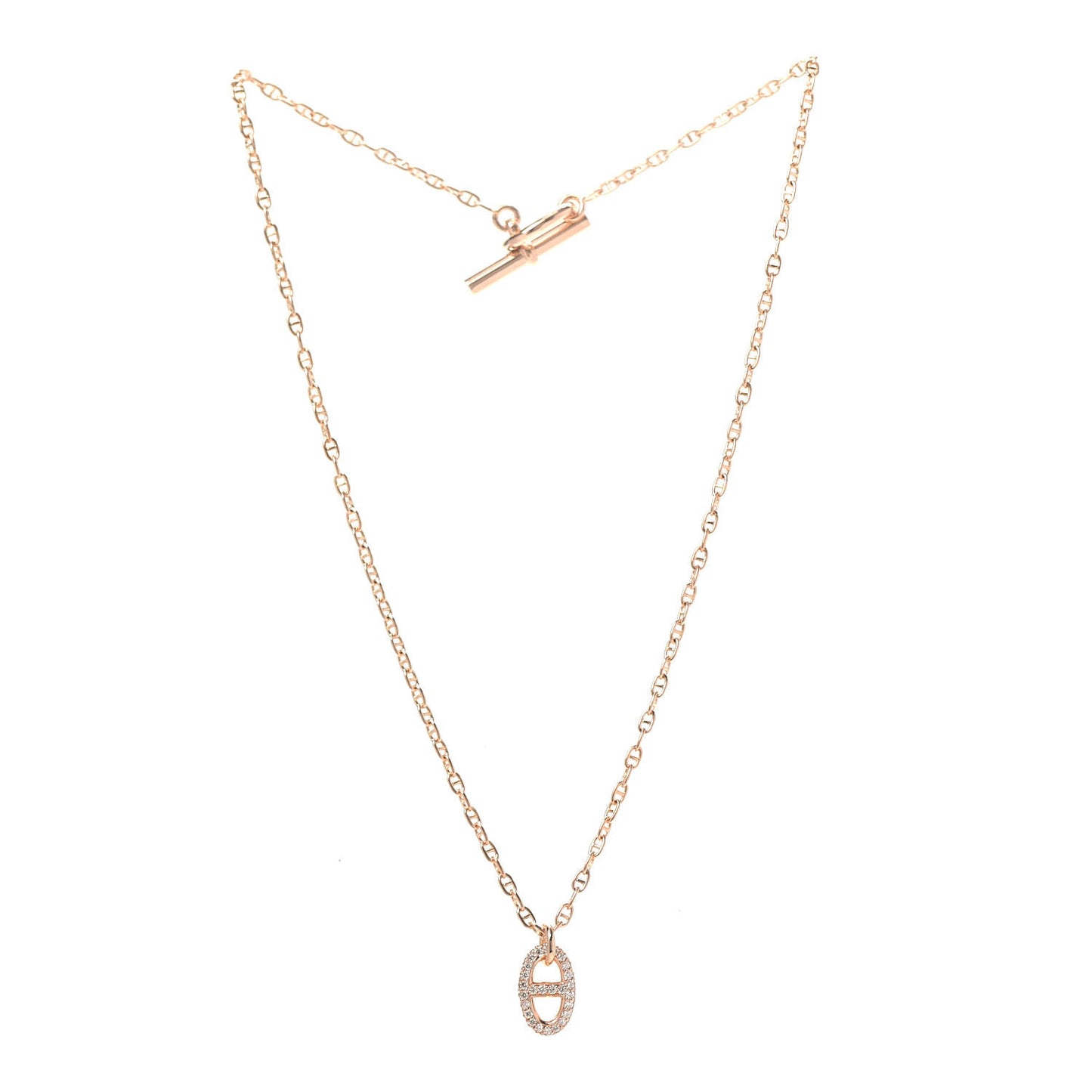18K Rose Gold Diamond PM New Farandole Pendant Necklace ST
