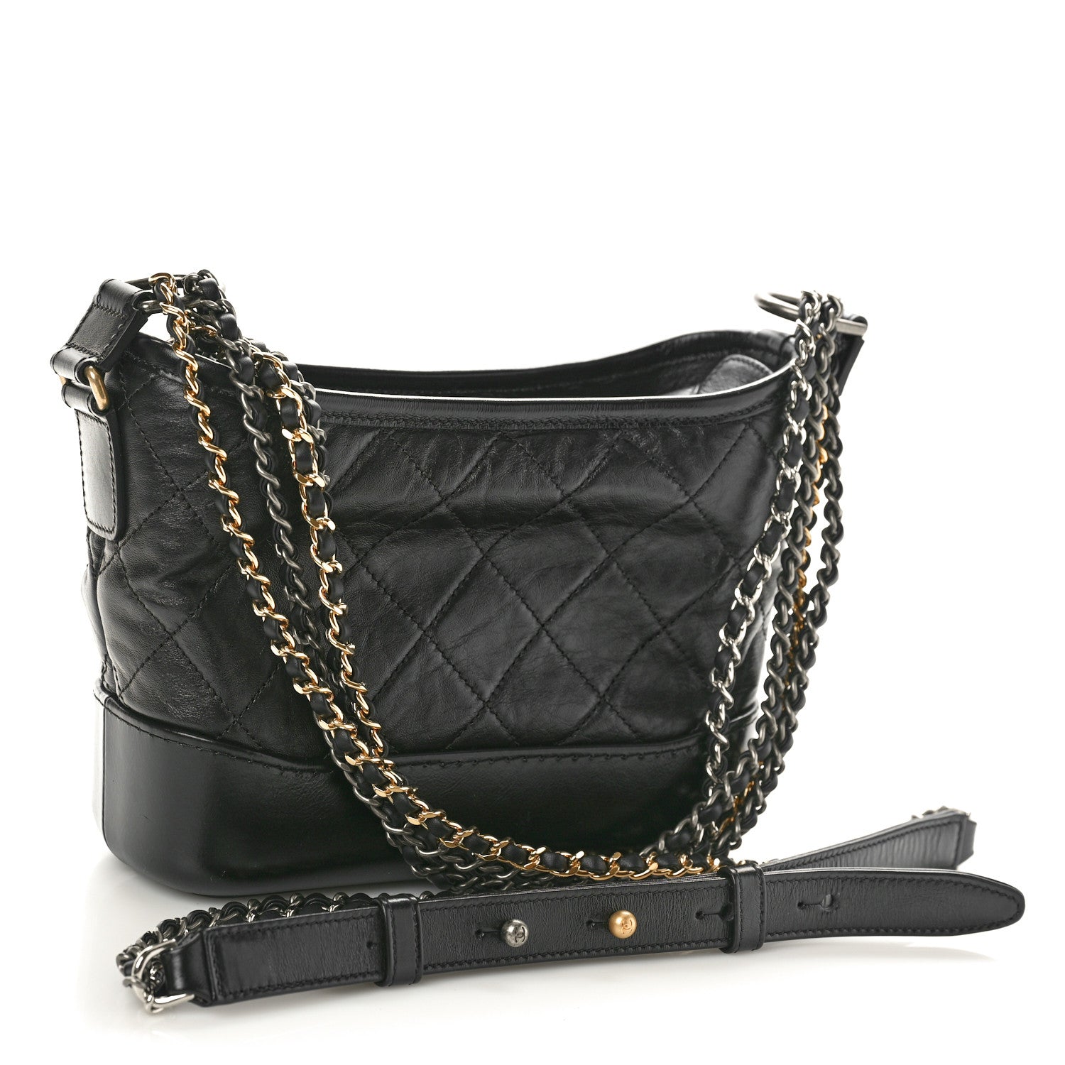 Chanel Aged Calfskin Quilted Small Gabrielle Hobo Black 3 of 10