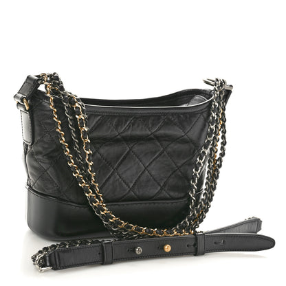 Chanel Aged Calfskin Quilted Small Gabrielle Hobo Black 3 of 10